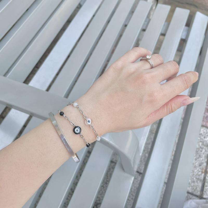 MaCherie Vòng tay Mắt Quỷ Evil Eye thuỷ tinh phối xích inox không gỉ 6