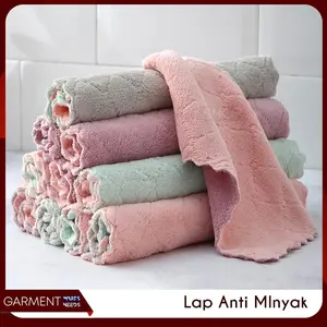 Kain Lap Microfiber Serbet Coral Fleece Anti Minyak Dapur Pembersih Piring Gelas Meja Bahan Bagus Besar Kecil Murah cleaning