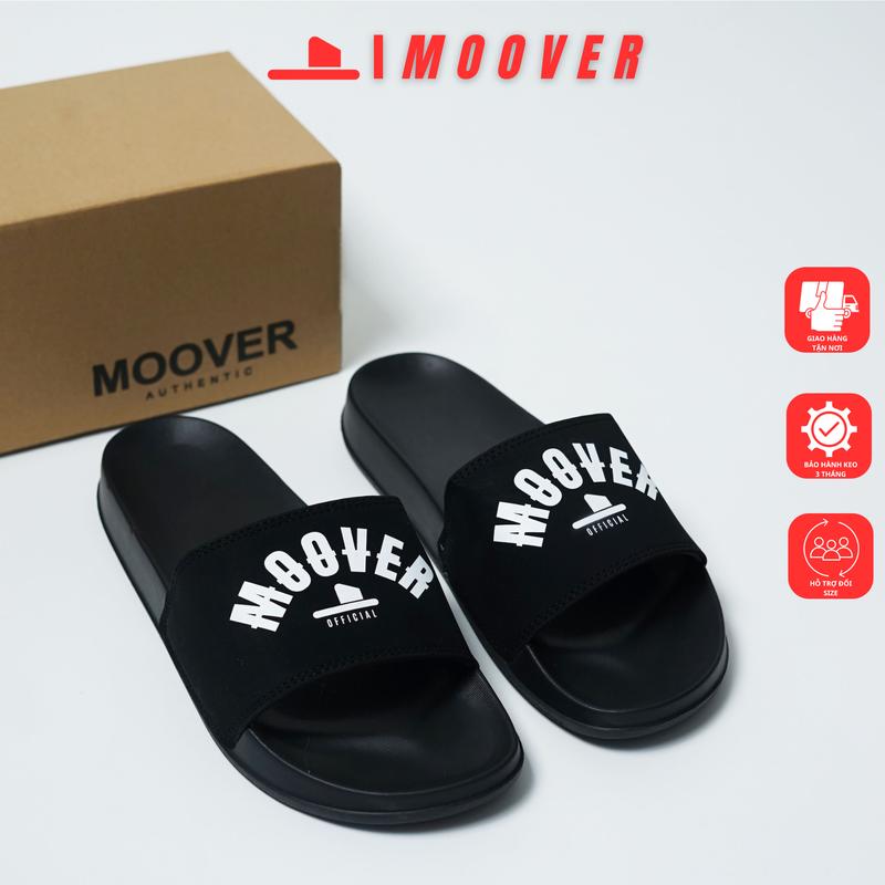 MOOVER OFFICIAL - dép quai ngang logo in nam nữ nhiều màu - dép đơn giản đi mưa chống trơn trượt mang bốn mùa Slipper Len DéP Đế Bằng size 37 kẻ