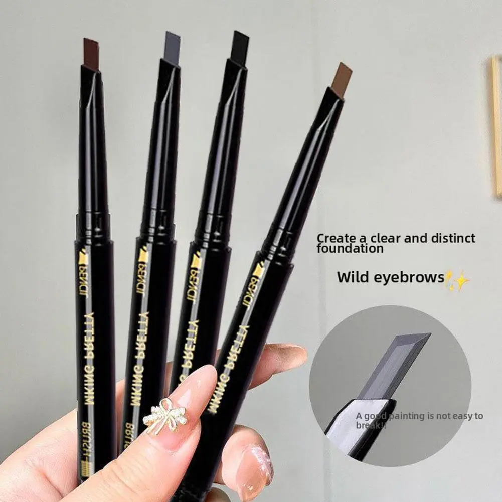 Double Heads Eyebrow Pencil Waterproof Lasting Eyebrow Pen Eye Brow With Brush Brown Black 0.3g