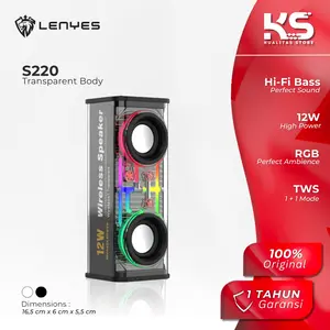 LENYES Speaker Bluetooth S220 V5.3 Transparan With RGB Lighting 12W TWS WIRELESS