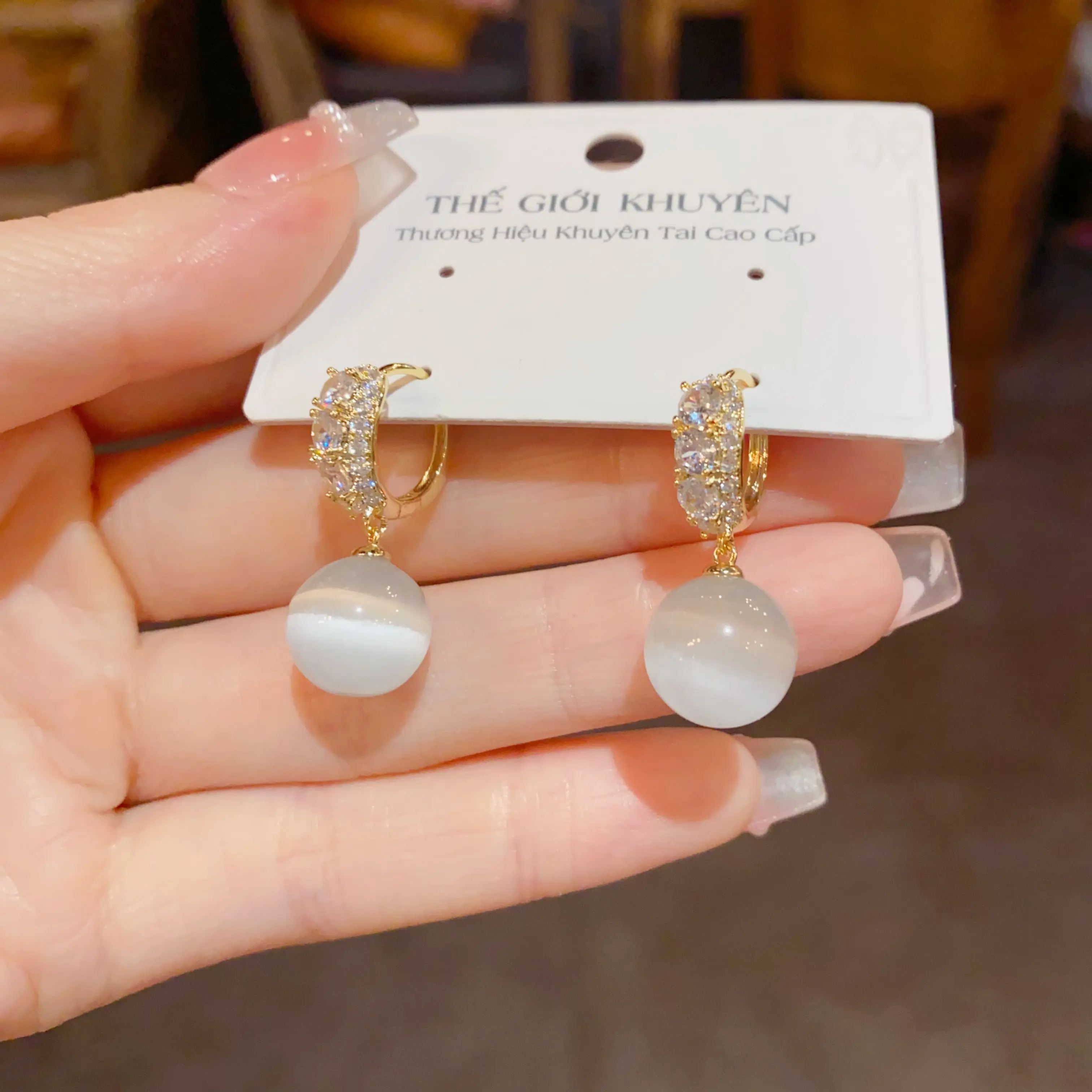 Khuyên Tai Đá Mắt Mèo Cao Cấp Mạ Vàng 18k Mạ 3 Lớp Độ Bền Vượt Trội khuyên tai đôi  khuyên trang  sức khuyên  tai phụ  kiện Mạ Vàng 18K