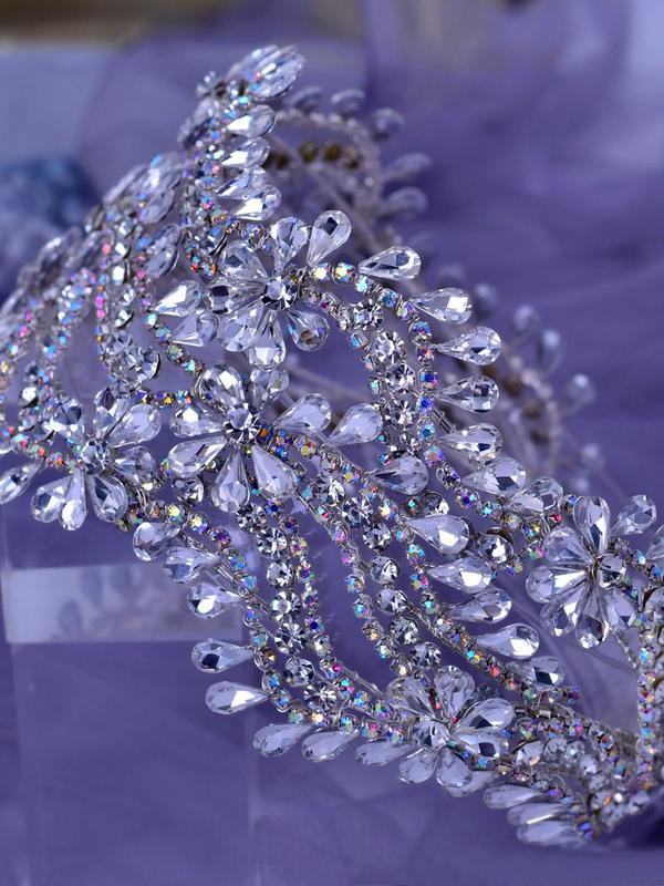 Rhinestone Decorated Bridal Headband, Elegant Bridal Headwear for Wedding Bridal Party Formal Occasions, Fashion Hair Accessories for Women 3