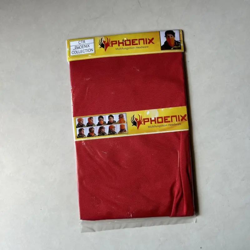 Buff Masker Wajah Polos Hitam Merah phonix 2