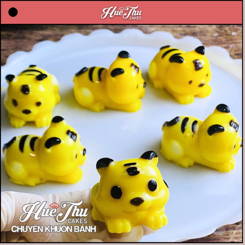 Khuôn silicon Hổ Con (vỉ 6 khuôn) làm bánh rau câu 3D 4D nhấn xôi, chè trôi nước