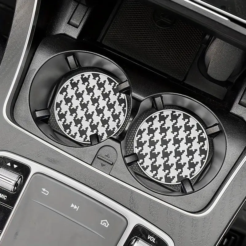 Round Flower Pattern Car Coasters, Non-slip Car Cup Holder Pad, Car Interior Accessories for Gift 4