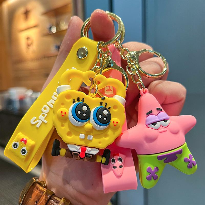Sponge Key Chain Cute Spongebob Squarepants Cute Anime Keychain Doll Patrick Star ...