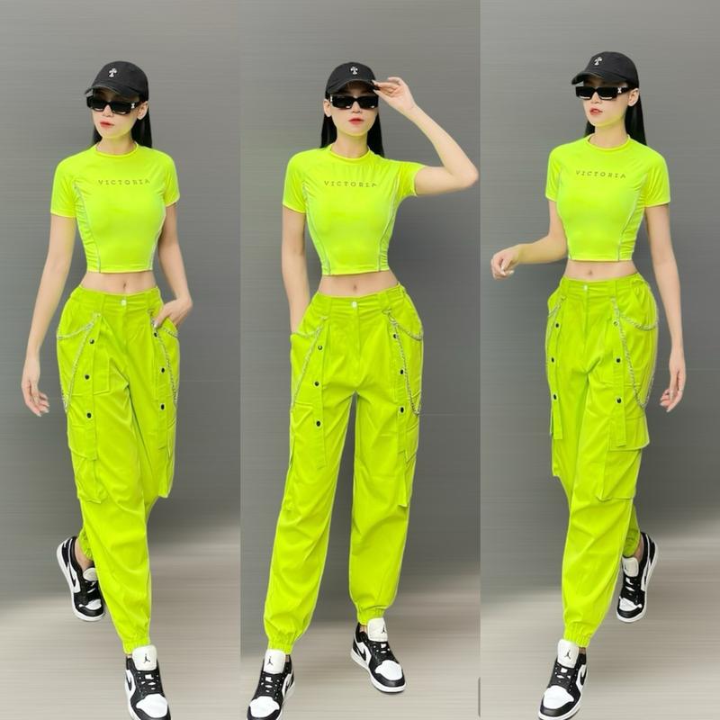 Product Introduction of Quần jogger thể thao nữ túi hộp dây xích cách điệu chất kaki tập zumba, aerobic, gym, dân vũ Sport Tập Thể Dục Thể Dục Tập Gym 38