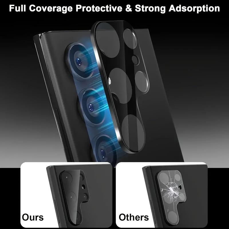 Product Introduction of Aluminum Alloy Camera Lens Protectors for Samsung Galaxy S23 Ultra S22 Ultra - 2PCS HD Tempered Glass Screen Protector, Scratch-Resistant, Easy Installation, Fingerprint Resistant Film for S4 S22 S23 Plus 5