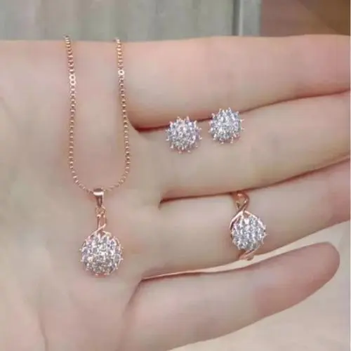 Set Perhiasan Bunga 3PCS Wanita Dewasa Bahan Titanium Emas Gold 24k Anti Luntur Realpict Cantk Simple Elegan Mewah Terbaru Viral Populer Aksesoris Fashion Perhasan Perempuan