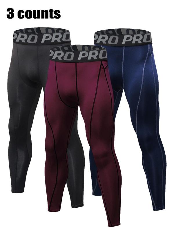 Men's Letter Print Thermal Leggings, Casual Comfy Breathable High Stretch Moisture Wicking Elastic Waist Warm Pants for Fall & Winter, Boyfriend Gifts 3