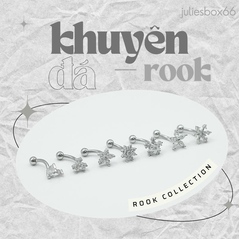 [1 CHIẾC] [XỎ] Khuyên Tai ROOK Bảy Mẫu Thân Màu Bạc Bi Tròn Unisex Không Gỉ Không Ngứa julies box 66 Hàng ngày 0