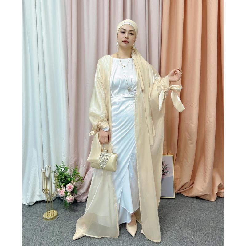 Váy Ngoại Cỡ Châu Âu Và Mỹ Cho Nữ, Áo Cardigan Tay Phồng Thanh Lịch, Váy Dài, Abaya Hồi Giáo, Trung Đông, Dubai 8