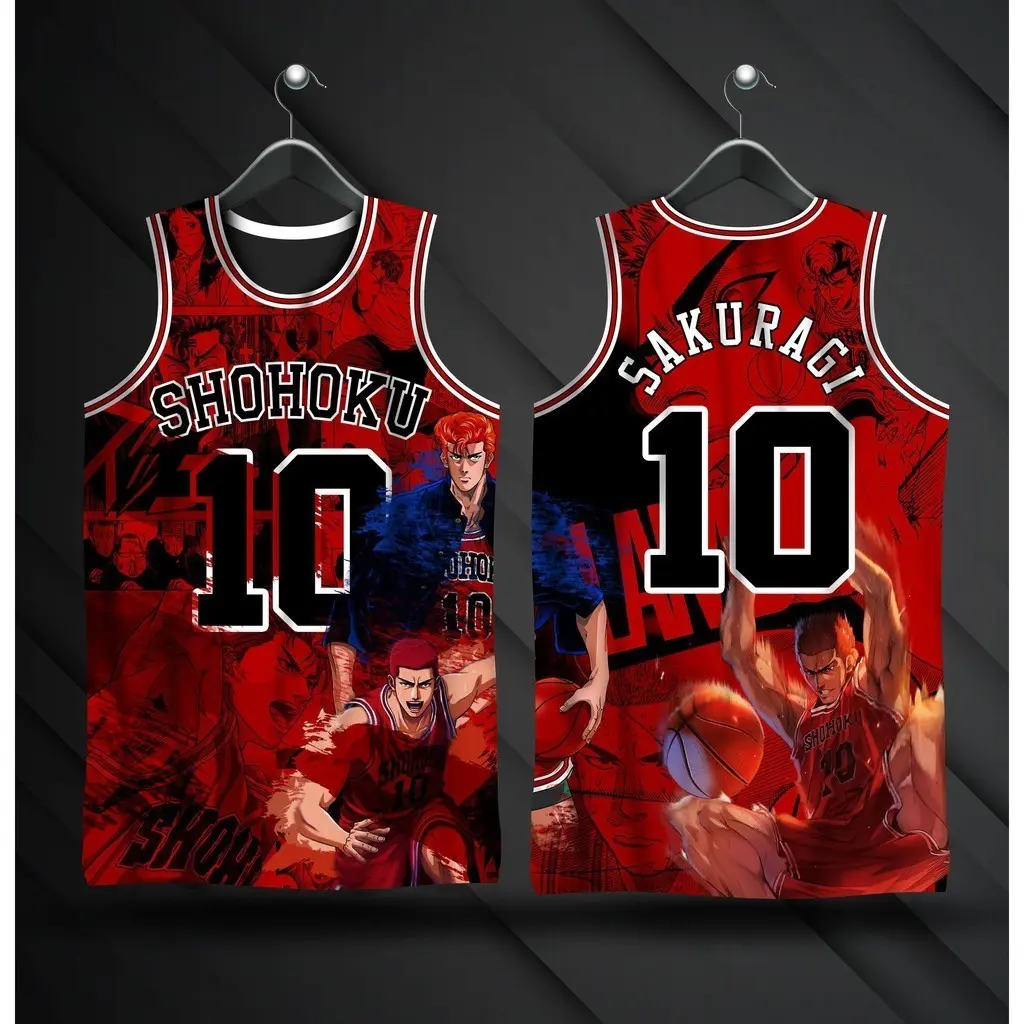 Shohoku Slam Dunk Hanamichi Sakuragi Jersey # 10 Design 2023 3D Japanese Anime Graphic Print Vest Basketball Jersey Free Cuustomized Name and Number Full Sublimation singlet
