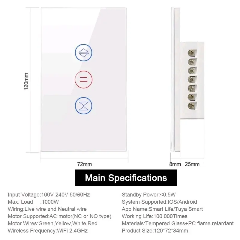 Công Tắc Cửa Cuốn WiFi + Bluetooth Điều Khiến Qua Điện Thoại Ap Tuya congtac camung smart home cuac uon remote  smartkey cảm ứng smart  door cảm  biến tự dừng nhathongminh resmart khiển 7