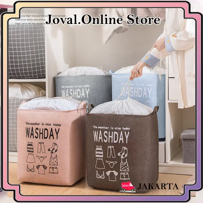 KERANJANG LAUNDRY BAG 75 L DENGAN PENUTUP /KERANJANG SERBAGUNA / KERANJANG BAJU BERSIH KOTOR WASHDAY 75 L Mainan