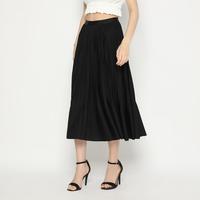 Gambar MINEOLA Serenity Black Pleated Midi Skirt Katun Santai Polos A-Line Hitam Fit Karet dari MINEOLA FASHION OFFICIAL SHOP Kota Administrasi Jakarta Selatan 3 Tokopedia