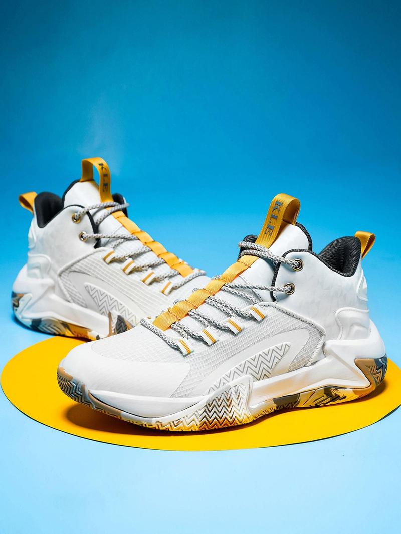 Product Introduction of Unisex Colorblock Lace Up High Top Basketball Shoes, Casual Comfortable Breathable Sports Shoes for Outdoor Wear, Sports Footwear for Men Women, 2024 New Trendy Sportswear for Summer 6