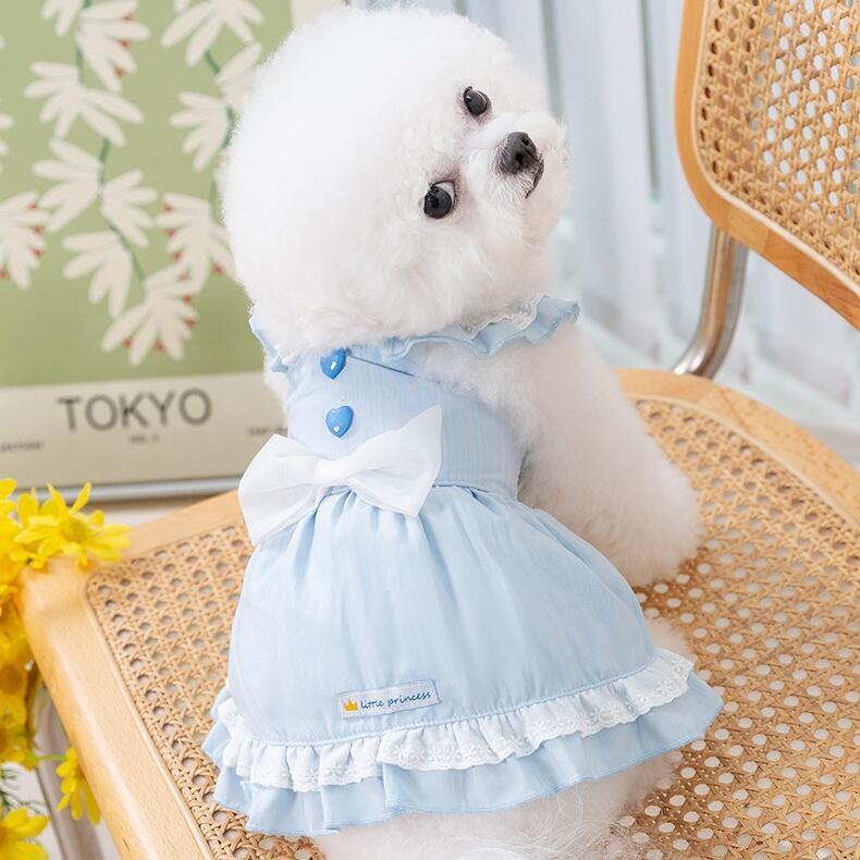 Summer Cute Bow Lace Strap Slim Dress Teddy Pet Dog Cat Clothes 3