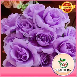 BUNGA MAWAR ROSE PLASTIK TIPE- SJ CABANG 5 (1 PCS) - BUNGA MAWAR JEPANG DEKORASI MURAH ARTIFICIAL