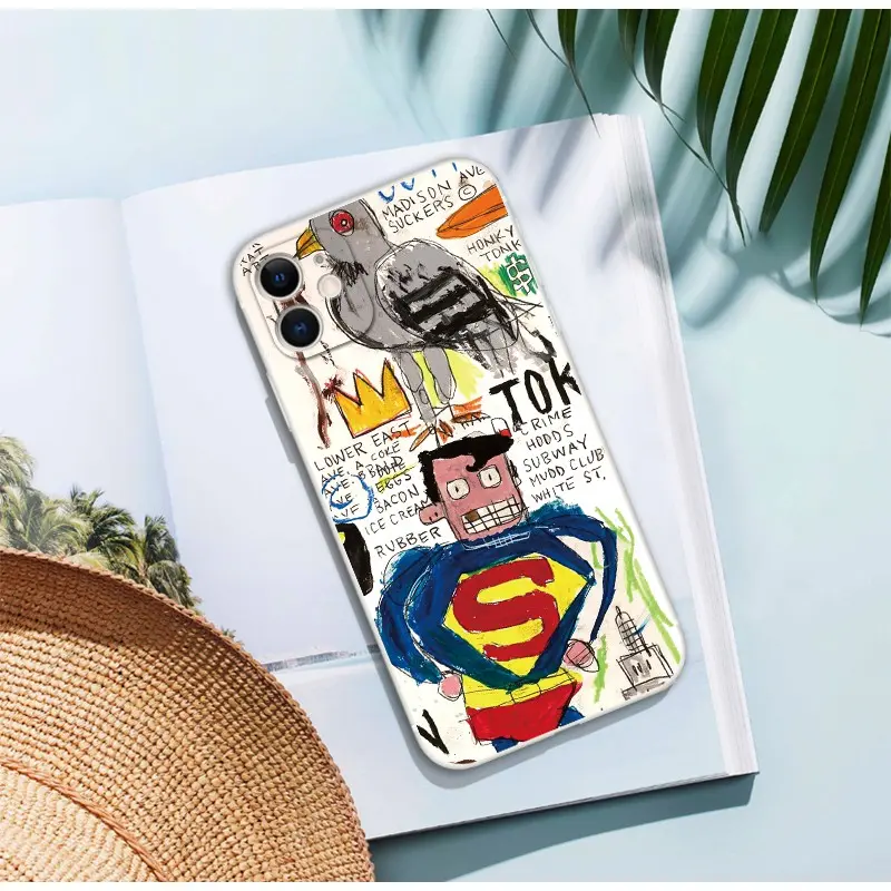 Soft Case Tpu Motif Graffiti Superman Untuk compatible for iP 11 13 Pro Max X Xr Xs Max 5s Se2 6s 7 8 Plus 12 Mini 14 Pro Max Cover Handphone Lentur Softcase Casing 3