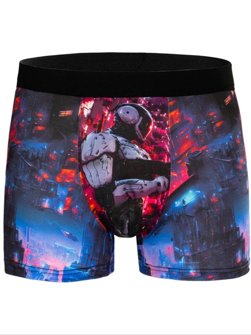 Product Introduction of Random Men's All Over Print Boxer Brief, Casual Comfy Breathable Underwear for Daily Wear, Men's Underwear for All Seasons, Undergarments 4