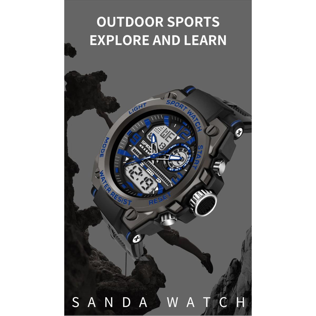 Men Sports Quartz Watches Dual Display LED Electronic Digital Wristwatches Waterproof Military Watch Relogios Masculino
