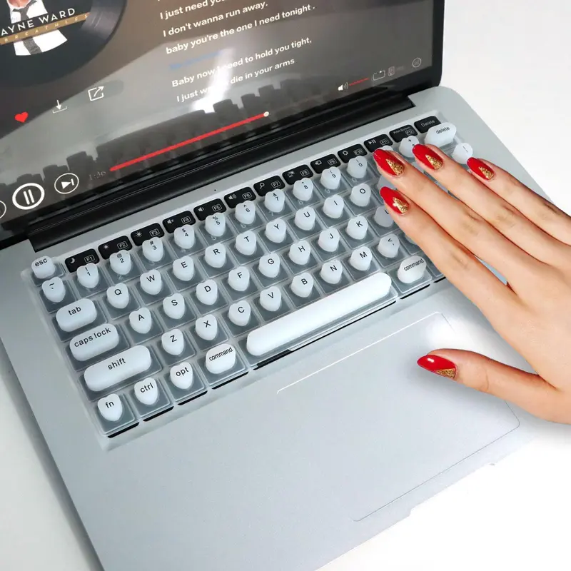 Silicone Keyboard Protector Cover for Long Nails, Portable Silicone Keyboard Cover for Laptop Computer, Easy Typing & Cleaning Keyboard Cover 0