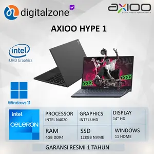 AXIOO HYPE 1 - N4020 4GB 128SSD 14 HD W11 GARANSI RESMI AXIOO 1 TAHUN