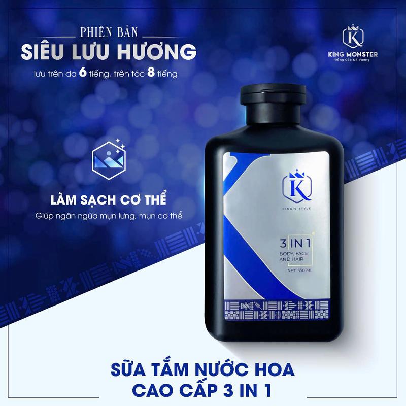 Sữa Tắm Gội Rửa Mặt Hương Nước Hoa Cao Cấp King Monster 350ml