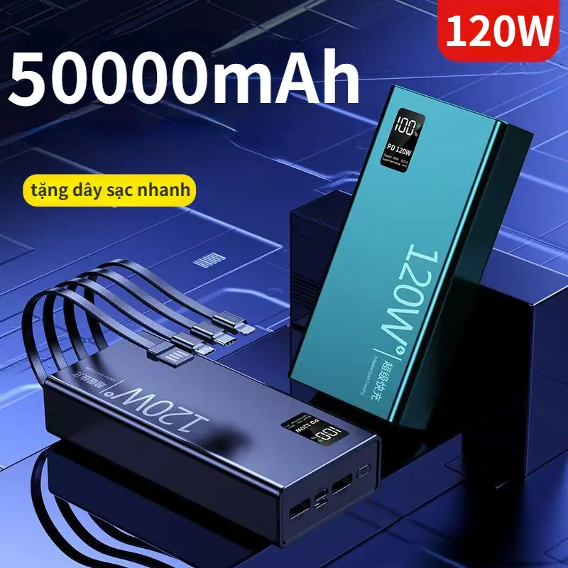 [ Hàng chính hãng]Pin sạc dự phòng cao cấp 100000mah, Tích Hợp 4 Dây Sạc , Sạc Siêu Nhanh,  Pin Dự Phòng Sạc Nhanh sac pin đa năng dung lượng lớn, pin dự phòng dương, cục sạc dự phòng 50000mah/100000mah 2