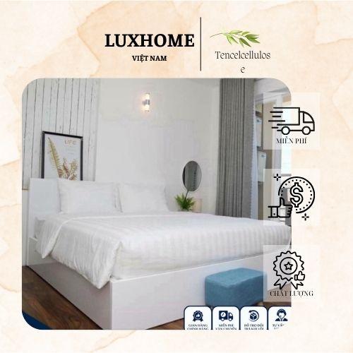  Bộ Ga Cotton Trắng Sọc hoặc Tráng trơn Cho Khách Sạn Kích Thước 1mx2m 1m2x2m 1m4x2m 1m6x2m 1m8x2m 2mx2m2 