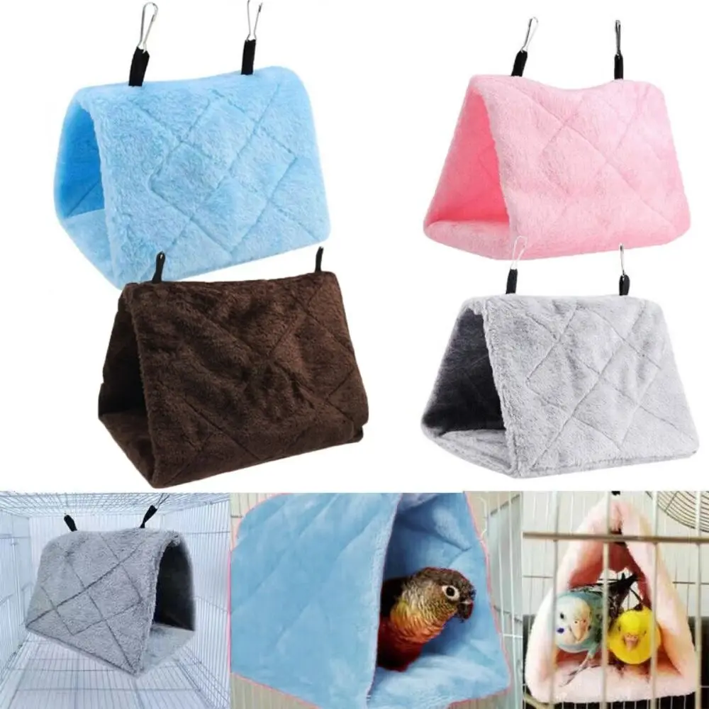 Sleep Happy Plush Bird Hut Toy Triangle Nest Hang Cave Bed Pet Hammock Parrot Tent