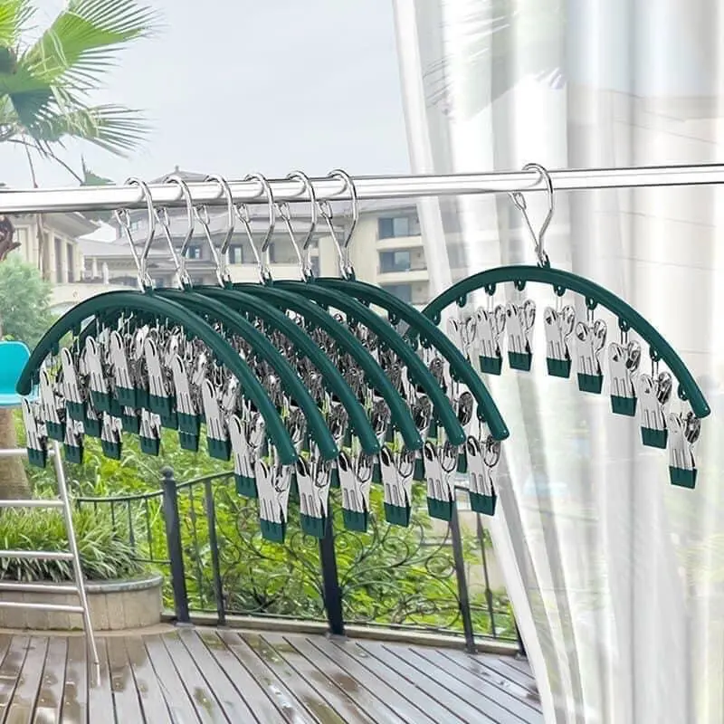 COMBO 5 Móc vòm treo quần áo đồ lót tất, đa năng( Mỗi Móc 10 kẹp ghim Màu Ngẫu Nhiên )Giữ Chống Trượt, móc phơi đồ lót có kẹp phơi đồ trẻ em Móc Quần Áo