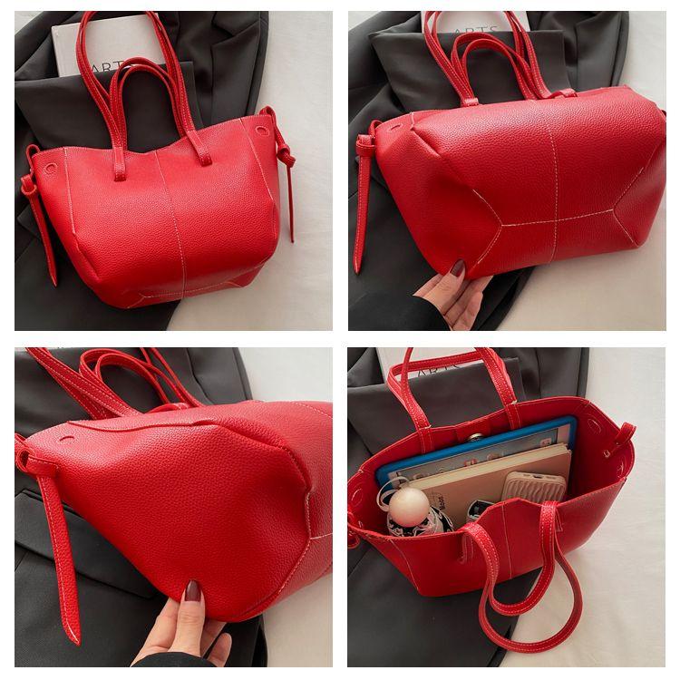 Product Introduction of Beg Tote Silang Badan Mudah Alih, Gaya Korea, Permukaan Lembut Pu, Kapasiti Besar, Rekaan Warna Pepejal, Tekstur untuk Wanita, Fesyen Baharu, 2025 Bags Totebag 7