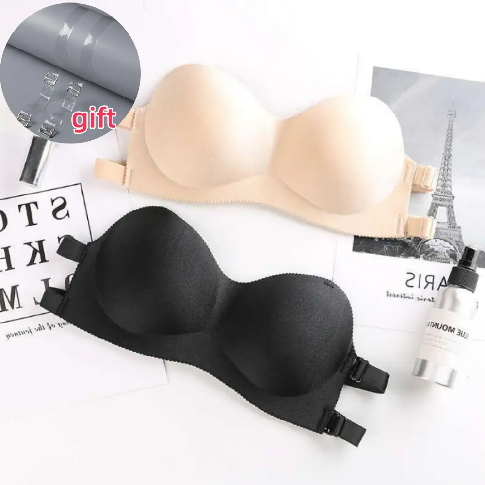 Backless Invisible Bra Push Up Beautiful Back Bras Women One-piece Lingerie Seamless  No Sewing Strapless Elastic Underwear