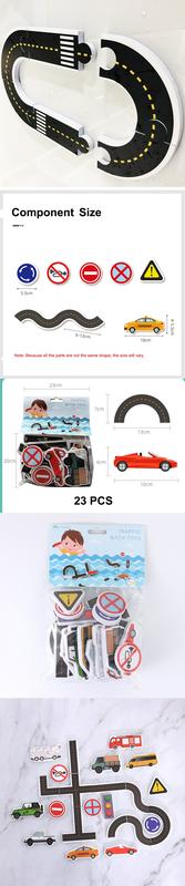 Product Introduction of 23 Pieces Bath Water Toy Sticky Wall City Traffic Car Road Rail Puzzle Vinyl 0-3Y 3-6Y 6-12Y 12+y 14+Y Bath Features 22