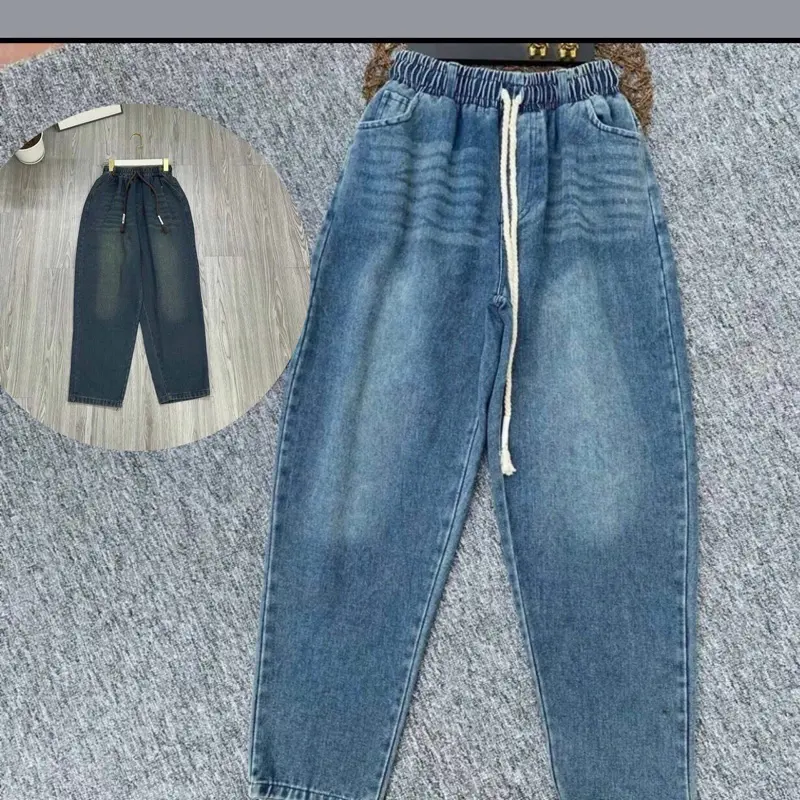 Có BigSize.  Quần jean bagyy nữ Fom thụng cạp cao [ bản có rách] chất vải mền mịn không xù giặt máy giặt không phai Chất vải loại 1  Fom dáng đẹp Pants Có Túi Ươmen 3