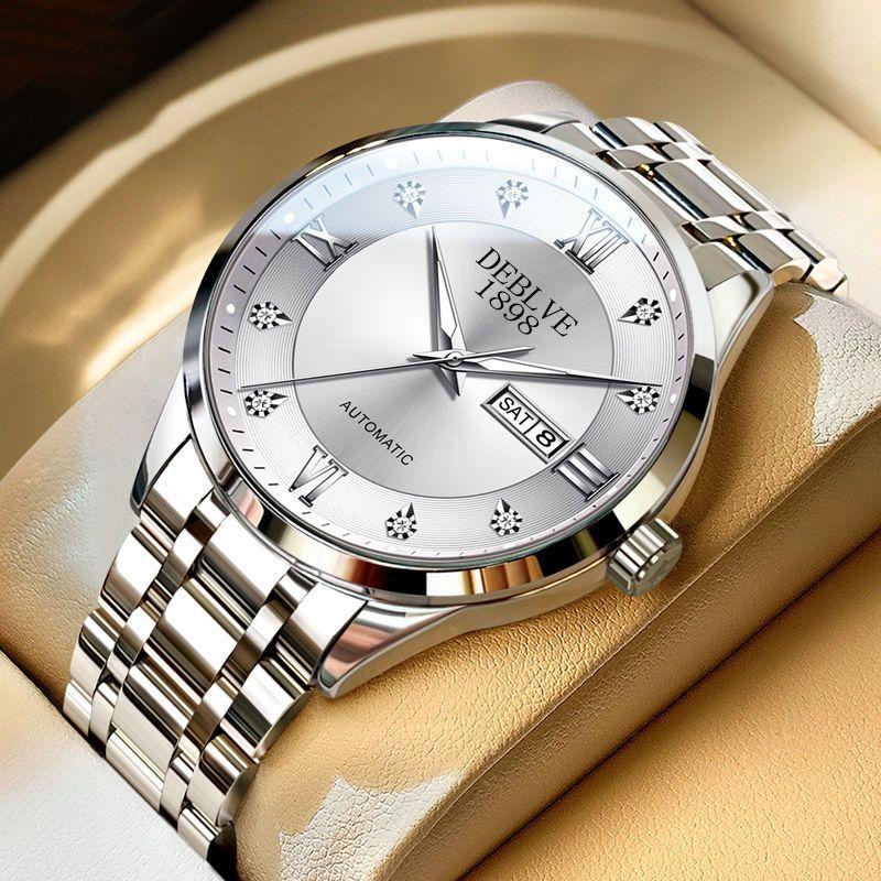 Đồng Hồ Nam, Tự Động Không Cơ Học, Thời Trang, Có Lịch Đôi, Dạ Quang, Chống Thấm Nước 2