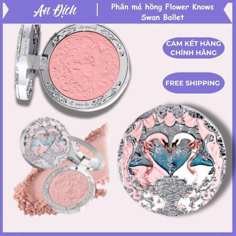   CHÍNH HÃNG  Flower Knows - Phấn má hồng tự nhiên dạng bột Swan Ballet Hồ Thiên Nga lâu trôi không gây kích ứng 