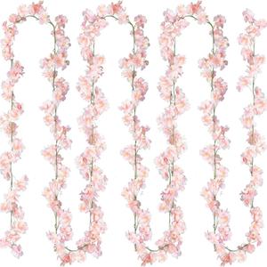 Enredaderas de Flor de Cerezo Artificial (2 piezas), Guirnalda de Flores Falsas, Enredaderas de Flores de Seda Colgantes para Decoración de Bodas en Casa y Estilo Japonés Kawaii