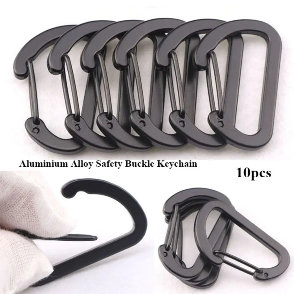10pcs High Quality Equipment Climbing Button Safety Black Aluminium Buckle Keychain Key Buckle Outdoor Sports