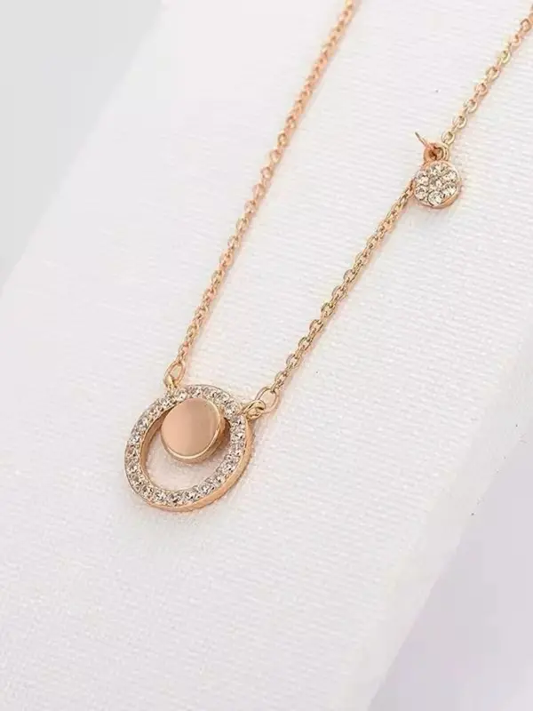 Rhinestone Decorated Pendant Necklace, Fashion Jewelry for Party, Daily Clothing Decor, Trendy All-match & Exquisite Jewelry for Birthday Gift 3