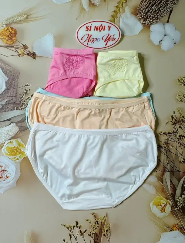 Combo 10 Quần Lót (3265) Cotton In Hoa Hồng Nổi Điệu Đà Nữ Tính (Size 45-55 Kg) Thun Women 8