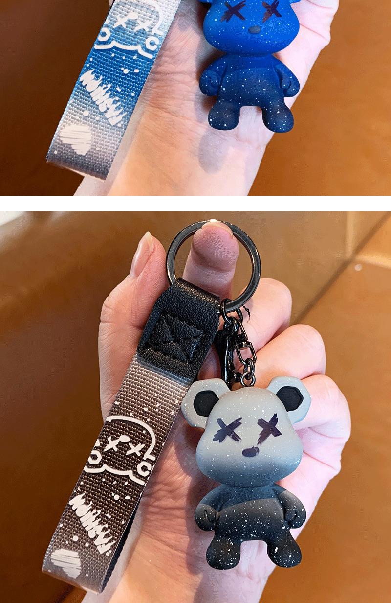Product Introduction of Creative Starry Sky Color Changing Bear Keychain Wholesale Fashion Couple Car Key Chain Female Exquisite Ins Handbag Pendant 5