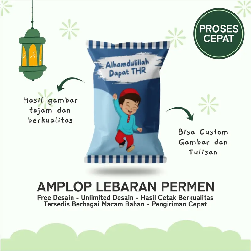 (ISI 100 PCS) Amplop THR Lebaran Idul fitri Bentuk Permen / Amplop Lebaran 2025 2