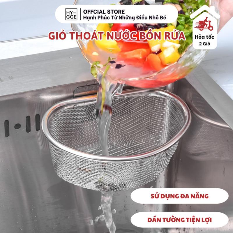 Giỏ Lọc Rác Bồn Rửa Chén Chất Liệu Inox Dán Tường Tiện Lợi Giỏ Thoát Nước Bồn Rửa Bát Sử Dụng Đa Năng HYGGE