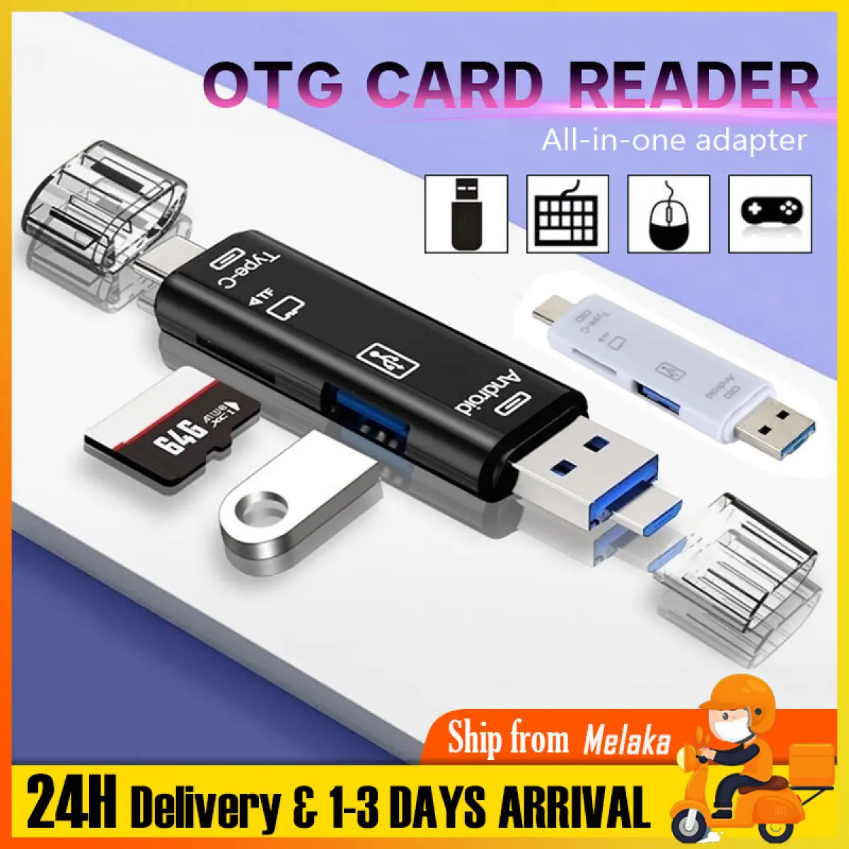 5 in 1 Card Reader USB OTG Type C/ USB/ Micro USB/ TF Memory Card Reader Adapter Phone Camera Card Reader Macbook Laptop PC Extension Headers For Huawei Xiaomi Samsung wireless  mouse