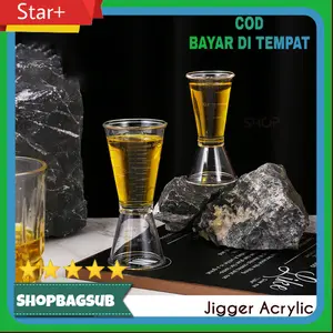 Jigger Acrylic Plastik Transparan Gelas Takar Gula Syrup Measuring Cup 10/20 ML 20/40 ML
