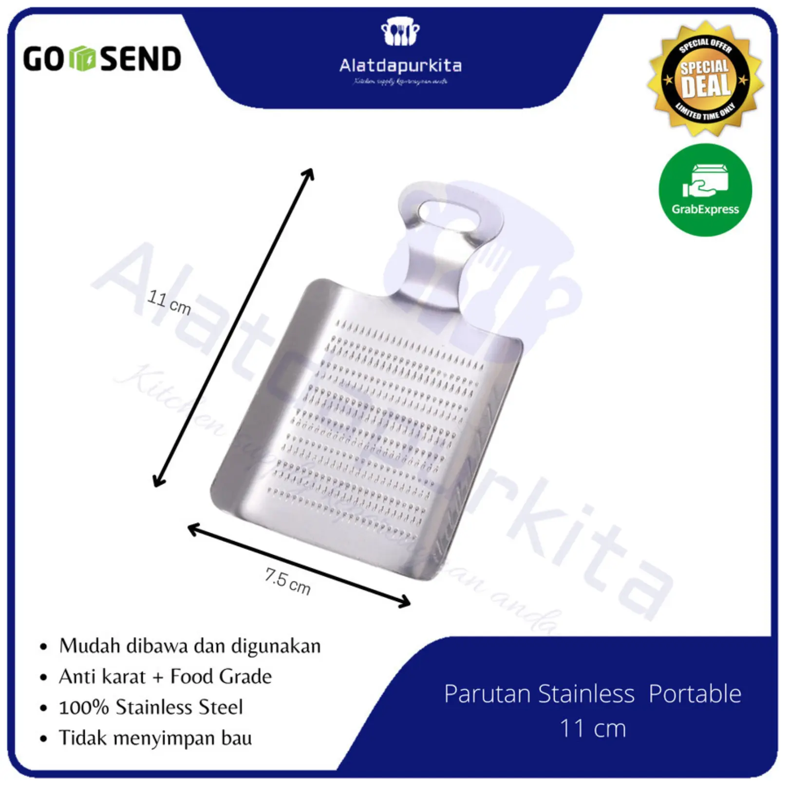 Grater Parutan Mini Portable Jahe Bawang Putih Wasabi Bahan Stainless Tebal Anti Karat Multifungsi